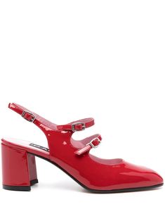 Carel Paris Banana 60mm Slingback Pumps - Farfetch Carel Paris, Zapatos Mary Jane, Mid Heels Pumps, Faux Leather Heels, Mary Jane Pumps, Jairzinho, Shoes Collection, Mary Jane Heels, Leather Mary Janes