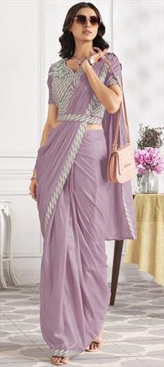 Purple and Violet color Readymade Saree in Satin Silk fabric with Embroidered, Sequence, Thread work Festive Purple Wedding Fabric, Purple Wedding Fabric For Festivals, Purple Self Design Saree For Reception, Wedding Saree Fabric In Art Silk, Wedding Saree In Art Silk, Semi-stitched Traditional Drape Wedding Fabric, Semi-stitched Traditional Drape Fabric For Wedding, Wedding Fabric Semi-stitched In Traditional Drape, Semi-stitched Fabric For Wedding With Traditional Drape