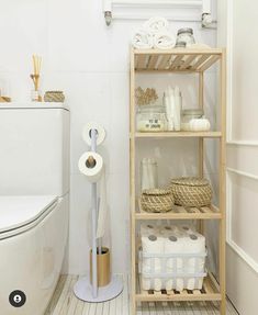 the bathroom is clean and ready to be used as a storage area for toiletries