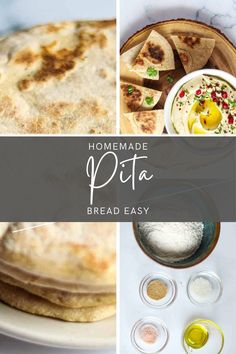 homemade pita breads with different ingredients