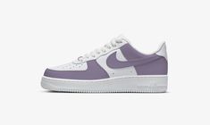 PURPLE ∙ MINIMAL ∙ CUSTOM ∙ SNEAKERS ∙ AIR FORCE 1 * Material: Primary material is Leather  * Finish: Designs are coated with an acrylic finisher  * All our sneaker designs are custom made by hand with Love and Care in our workshop  H O W ∙ T O ∙ O R D E R * Simply choose your size and add personalization if wished. we can add initials and names to the pair.  (Add your preferred font and the text in "") O T H E R ∙ I N F O R M A T I O N * Sneakers are white Air force ones  * The Air Force 1 fits White Air Force Ones, White Air Forces, Painted Sneakers, Air Force 1s, Custom Air Force 1, Blazer Mid, Custom Nikes, Air Force Ones, Air Force 1 Low