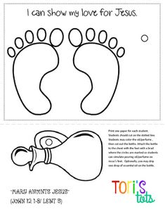 an image of footprints and feet for jesus's storybook, i can show my love for jesus