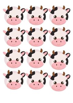 a bunch of cows with different faces on them