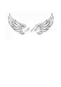 an image of two birds with wings drawn on the side of a white paper background