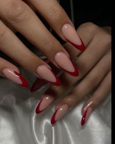 Red French Tip Nails Stiletto, Red Tip Nails, Engagement Cupcakes, Neutral Nails Acrylic, Red Stiletto Nails, Wow Nails, French Tip Acrylic Nails, Pretty Nail Art Designs, Short Square Acrylic Nails