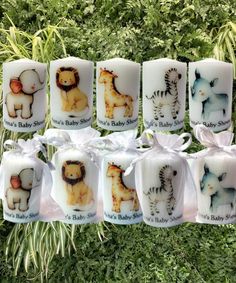 candles with pictures of baby animals on them