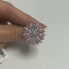 Suzy Levian Sterling Silver Pink Sapphire Created White Sapphire Floral Ring Nwt Style#Sz13r0443a-Ps Sold As Is, No Returns Levian Jewelry, White Sapphire, Pink Sapphire, Womens Jewelry Rings, Pink White, Floral Rings, Sapphire, Women Jewelry, Sterling Silver