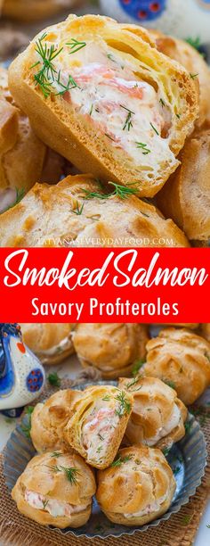 smoked salmon savory puffs on a plate