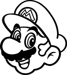 an image of the mario bros face in black and white with a hat on it