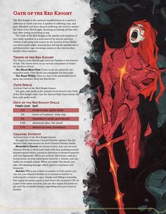 the back cover to red knight comic book