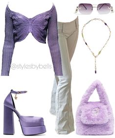 Winx Club Inspired Outfits, Pretty Casual Outfits, Purple Outfit Ideas, Winx Club Tecna, Purple Fashion Outfit, Purple Clothing, Purple Outfit, Purple Fits, Preformance Outfits