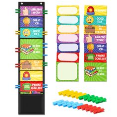 an assortment of colorful magnetic magnets and stickers for kids to use in the classroom