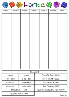 a printable worksheet for kids to play with the numbers and dices