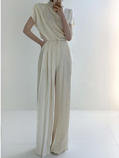 ⚡Buy 2024 Pleated High Waist Wide Leg Pants Beige S under $47.00 in Pants at AnotherChill.com Online. Composition: 95% Polyester, 5% Elastane. Design: Plain, Pleated. Style: Elegant. Thickness: Regular. Sheer: No. Material: Woven Fabric. Occasion: Leisure, Wedding, Vacation, Party, Work. ✓2024 S/S OUTFITS. Check reviews and buy Pleated High Waist Wide Leg Pants today. Pleated Fabric Outfits, Wide Leg Pants Beige, Satin Pants Outfit, Bridal Pants, Wedding Pants, Baggy Dresses, 2000s Outfits, Oversized Sweater Cardigan, High Waist Wide Leg Pants