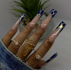 Autumn Long Nails, Blue Chrome French Tip, Blue Chrome French Tip Nails, Dark Blue Chrome, Chrome French Tip Nails, Chrome French Tip, Cosmic Nails, Chrome French, Blue Chrome