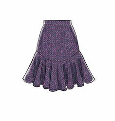 a drawing of a purple skirt with pink dots and ruffles on the bottom