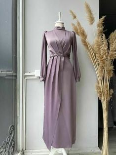 Model Dress Satin, Dress Satin Hijab Simple, Bridesmaid Dresses Hijab Satin, Gamis Satin, Bridesmaid Dresses Hijab, Fesyen Islam, Hijab Dress Party