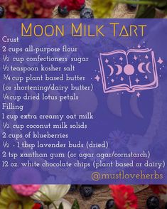 a recipe for moon milk tart