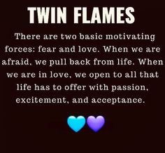 two hearts with the words twin flames on it and an image of two blue hearts