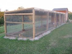 a large chicken coop in the middle of a yard