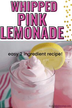 whipped pink lemonade recipe with text overlay