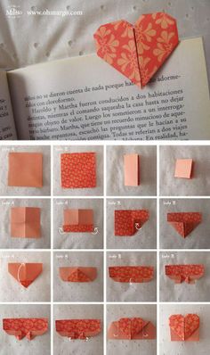 instructions to make an origami heart