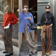 Leopard Print Pants Outfit Street Style, Snake Print Outfit, Flowy Pants Outfit, Cheetah Print Outfits, Adidas Outfit Women, Outfits Nyc