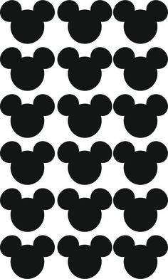 the silhouettes of mickey mouse's heads are shown in different sizes and shapes