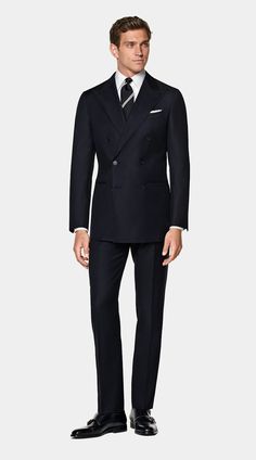 Navy Tailored Fit Havana Suit in Pure S110's Wool Tuxedo Pants, Unique Fits, The Navy, Trouser Suits, Fine Fabric, Slim Legs, Workout Pants, Havana, Casual Chic