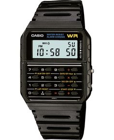 Math on the go is no trouble at all with Casio's throwback timepiece in black, featuring a compact button calculator. Casio Databank, Calculator Watch, Casio Digital, Casio Vintage, Casio Edifice, Functional Fashion, Back To The Future, Omega Seamaster, G Shock