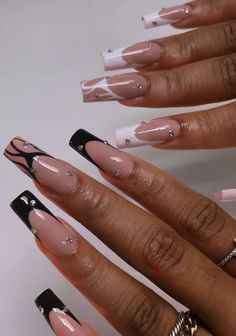 Sassy Nails, Diy Acrylic Nails, Drip Nails, Grunge Nails, Simple Acrylic Nails, Glow Nails, Blush Nails, Classy Acrylic Nails, Black Nail Designs