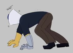 a drawing of a person bending over to pick up something