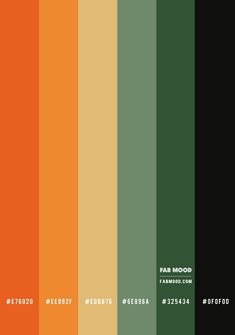 an orange, green and black color scheme