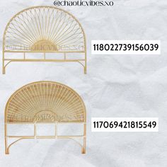 two different types of bed frames with numbers on the bottom and bottom, one in gold