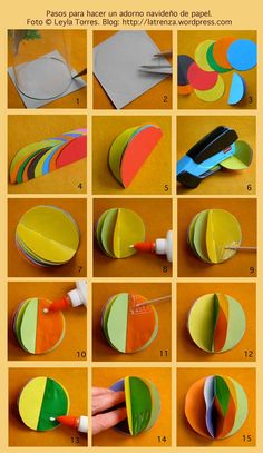 instructions to make paper crafts with colored circles