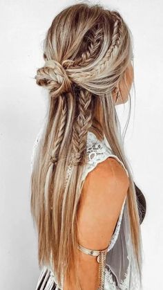 Ways To Wear Braids, Braids Bun, Boho Hairstyle, Viking Hair, Hair Homecoming, Hairstyles Easy, Wedding Hair And Makeup, Homecoming Hairstyles