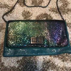 Brand New With Tag ! Gorgeous Color ! Can Be Worn As Crossbody , Shoulder , Or Remove The Chain Strap And Make It A Clutch ! Elegant Multicolor Clutch With Rhinestones, Embellished Multicolor Crossbody Shoulder Bag, Rectangular Multicolor Sequined Shoulder Bag, Multicolor Rectangular Clutch With Rhinestones, Green Beaded Rectangular Clutch, Sequin Clutch, Envelope Clutch Bag, Zippered Clutch, Black Clutch