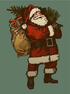 santa claus carrying christmas gifts royalty - art illustration