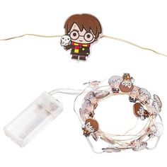 a string of lights with an image of harry potter on it and a sticker