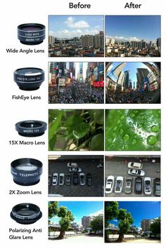 the different lens types are shown in this image, and there is also an info sheet for