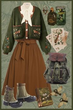 Cottagecore Light Academia Outfits, Rusticcore Outfits, Everyday Hobbit Outfits, Goblin Core Fall Outfits, Hobbit Fashion Inspired Outfits, Goblincore Skirt Outfit, Goblin Core Winter Outfits, Art Fashion Aesthetic, Academia Witch Outfit