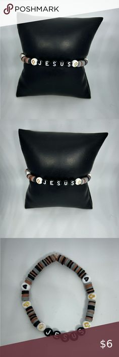 Jesus Heishi Bracelet Heishi Bracelet, Verses, Bible Verses, Handmade Jewelry, Bible, Jesus, Bracelet, Closet, Handmade Jewellery