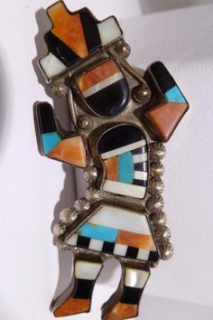 Zuni Jewelry, American Indian Jewelry, American Southwest, Stone Inlay, Pin Pendant, Coral Turquoise, Abalone Shell, American Jewelry, Natural Turquoise