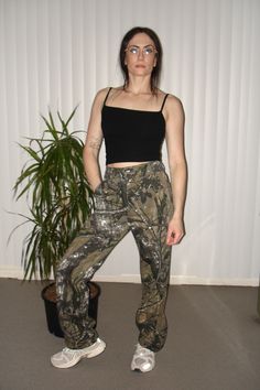 atent-shun! These pants feel like they came right out of an army surplus store except instead of swallowing your amazing body in an awkward fit it accentuates the best parts and you will just look like one of those bitches who can pull off wearing unflattering men's pants but in actuality these are tailored to a women's bod. 100% cotton twill Forest Camo ykk zipper 2 mother of pearl button closure faux cuffed bottom Fit Note: some customers have reported that sizes 1X-5X fit slightly small since Army Surplus Store, Amazing Body, Canvas Pants, Army Surplus, Denim Outerwear, Head Jewelry, Camo Pants, Your Amazing, Secret Sale