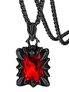 PRICES MAY VARY. ❤Gothic Dragon Necklace: Add a touch of gothic biker style to your look with this cool dragon claw pendant featuring a shining gemstone. Perfect for a manly man. 💙Stainless Steel Necklace: Made of high-grade 316L stainless steel, this gothic necklace is durable and safe to wear. The quality lobster-claw clasp makes it easy to put on. Lightweight and comfortable for everyday wear. 💚Sparkly Gemstone Necklace: Green/red/blue stone size: 15.5*20.5mm. Black onyx size: 10*12mm. Chai Dragon Claw Necklace, Vampire Necklace, Gothic Dragon, Elf Characters, Manly Man, Glowing Necklace, Claw Necklace, Necklace Gothic, Dragon Claw