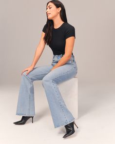 Women's Low Rise Baggy Jean | Women's Bottoms | Abercrombie.com The Best Jeans, Womens Flare Jeans, Kick Flare Jeans, Love Vintage, Best Jeans, Spring Wardrobe, Night Looks