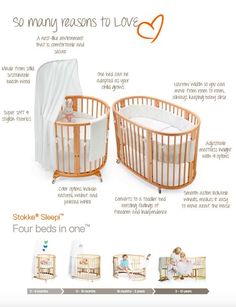 an advertisement for a baby crib with instructions on how to use it