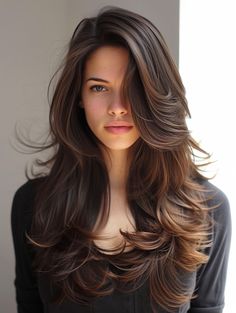 38 Spring Hairstyles for Long Hair 2024 Brown Hair Color With Blonde Highlights, Side Part Haircut, 카드 디자인, Spring Hairstyles, Long Layered Hair, Haircuts For Long Hair, Side Part, Long Hair Cuts