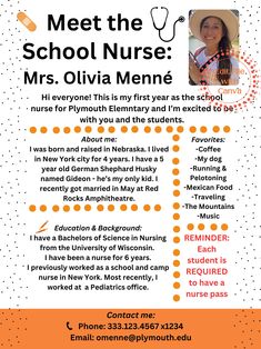 a flyer for the school nurse