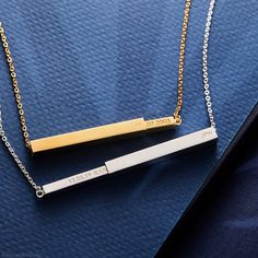 DOUBLE BAR NECKLACE is a great gift for your loved one. ---● P R O D U C T - D E S C R I P T I O N ●--- * Material: Sterling Silver 925 * Dimension: Outside: 4mm x 43mm & Inside: 3mm x 44mm * Finish: Sterling Silver 925 18K Yellow Gold ∙ Rose Gold * Our 18k gold plated jewelry is much thicker than other gold plating, resulting in a durable, long-lasting product. ♥ Handcrafted with Love and Care by The Golden Beverly team ♥ ----● H O W - T O - O R D E R ● ---- Simply use the PERSONALIZED BOX Personalized Bar Necklace, Engraved Bar Necklace, Handwriting Necklace, Bar Necklace Personalized, Bar Jewelry, Etsy Bridesmaid Gifts, Necklace Online, Engraved Necklace, Necklace Personalized